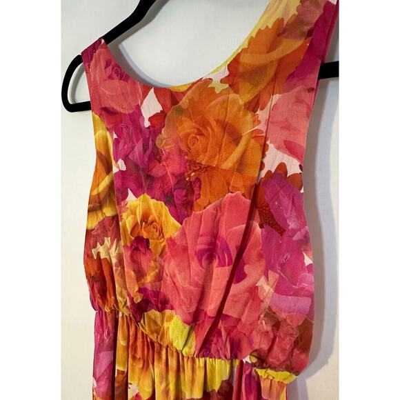 Alice + Olivia Watercolor Floral Silk Sundress Size XS Pink Yellow Coquette - Picture 10 of 14